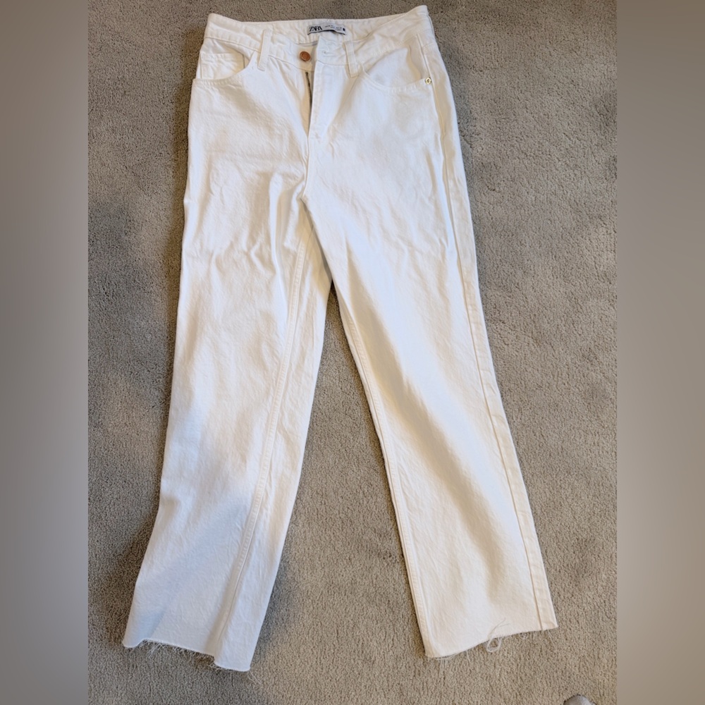 Zara Women's High Rise Jeans - Crisp White
